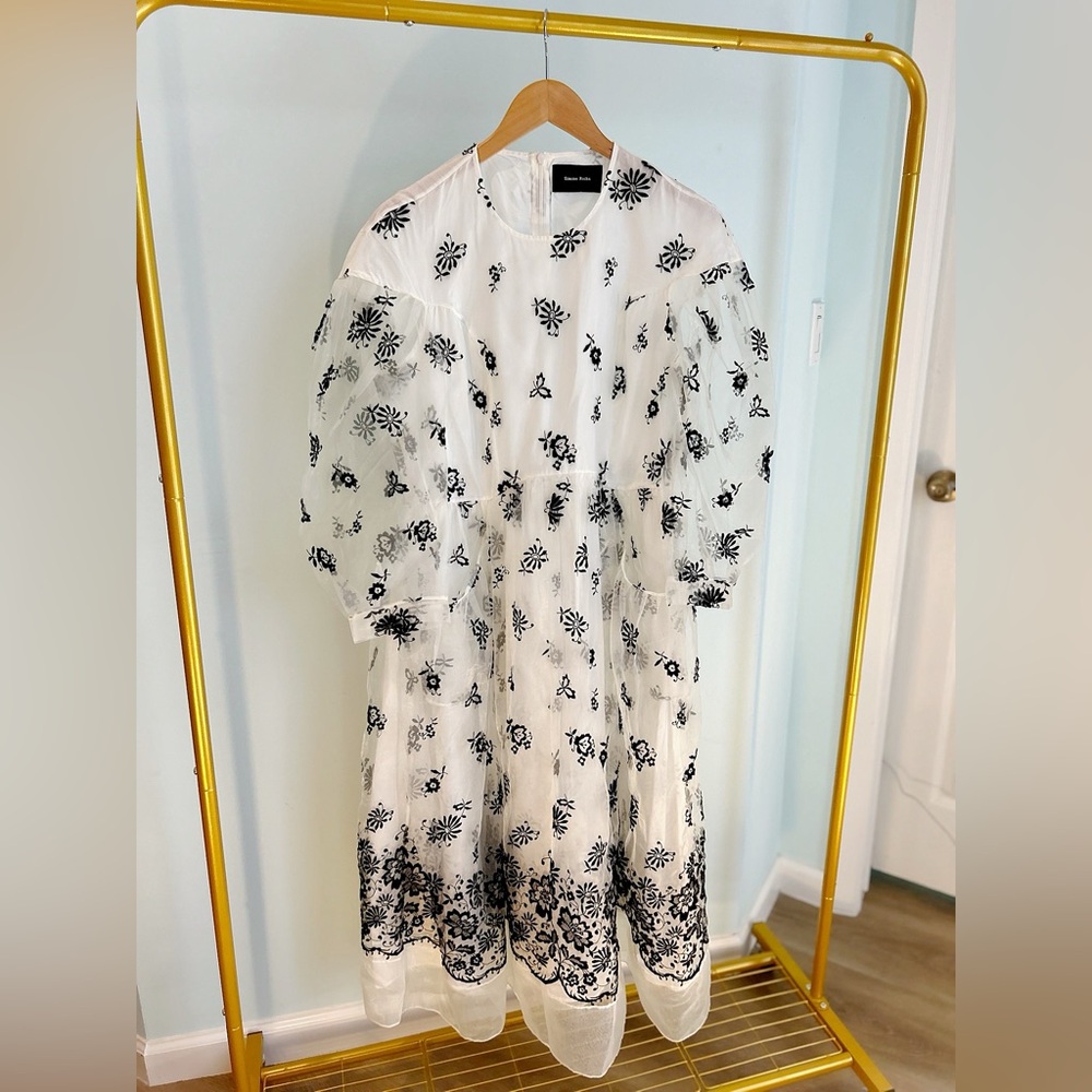 Simone Rocha White with Black embroidery, size 14 (UK)